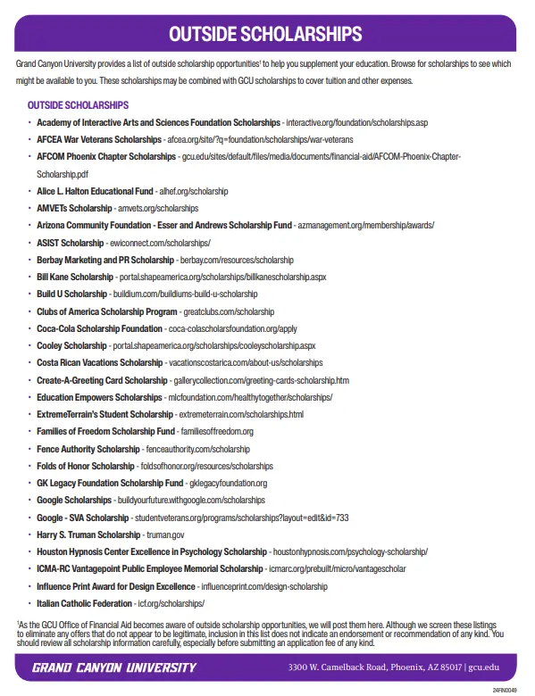 GCU Outside Scholarships