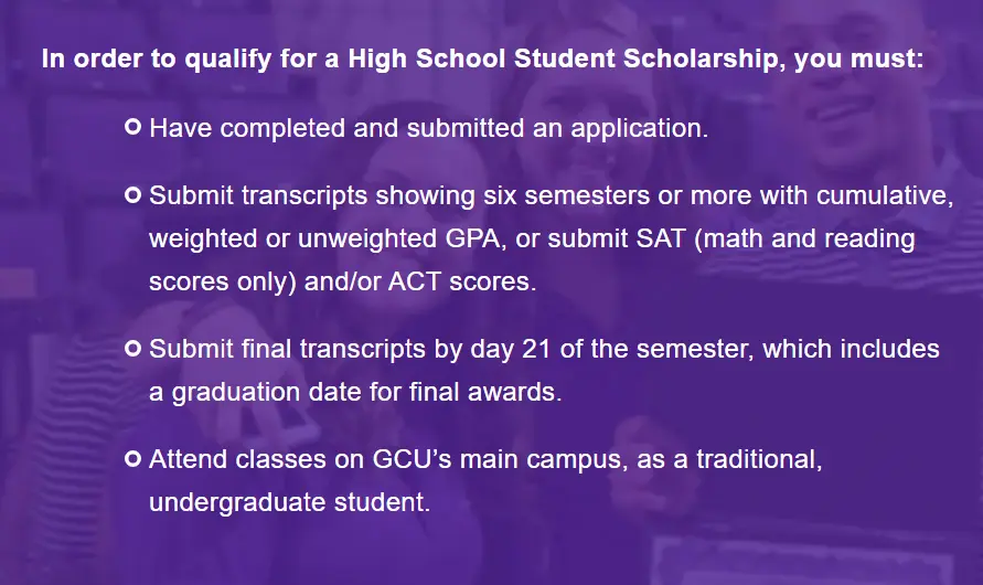 High School Student Scholarship for GCU undergraduate students